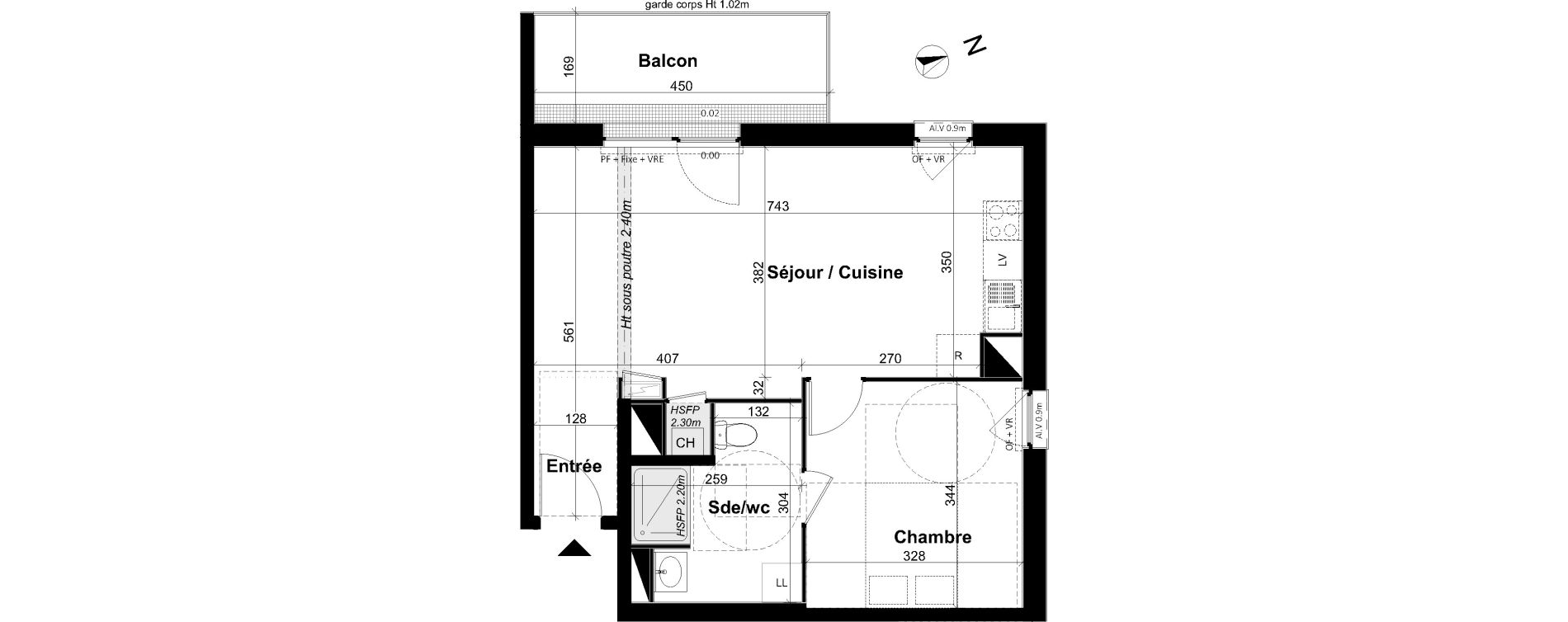 Appartement T2 de 47,13 m2 &agrave; Angers Les capucins