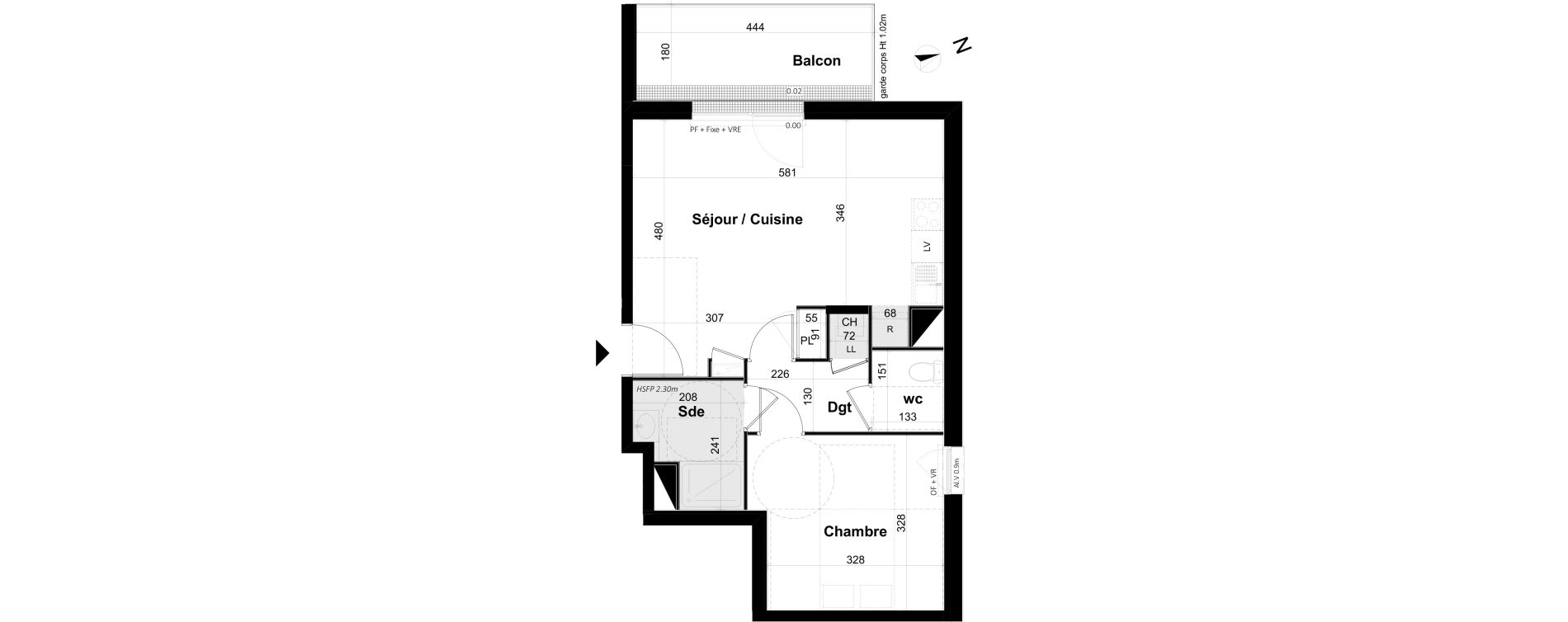 Appartement T2 de 45,68 m2 &agrave; Angers Les capucins