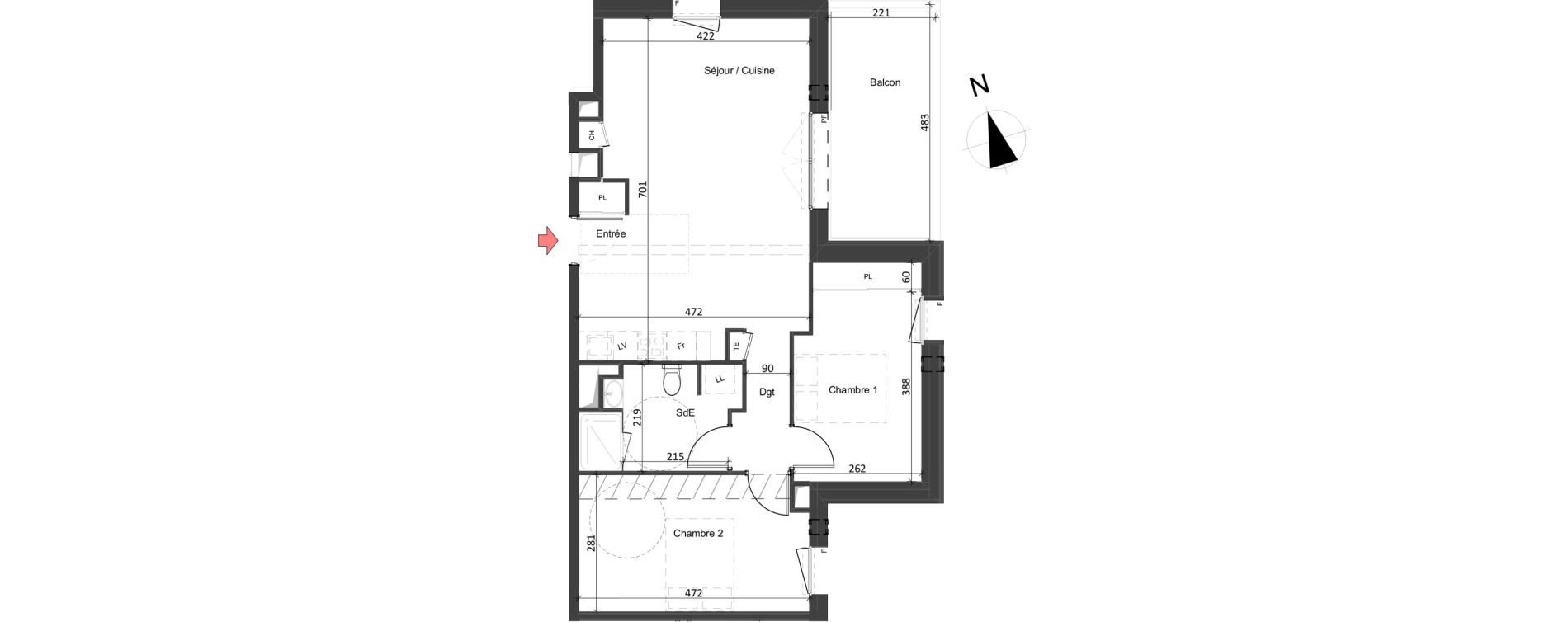 Appartement T3 de 63,96 m2 &agrave; Angers Jean moulin