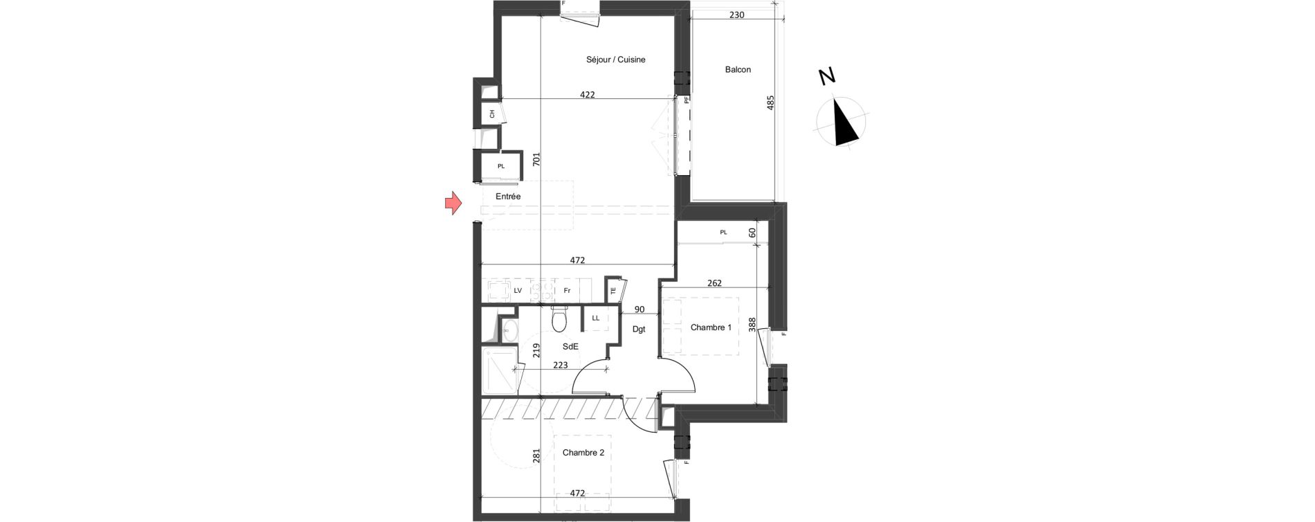 Appartement T3 de 63,92 m2 &agrave; Angers Jean moulin
