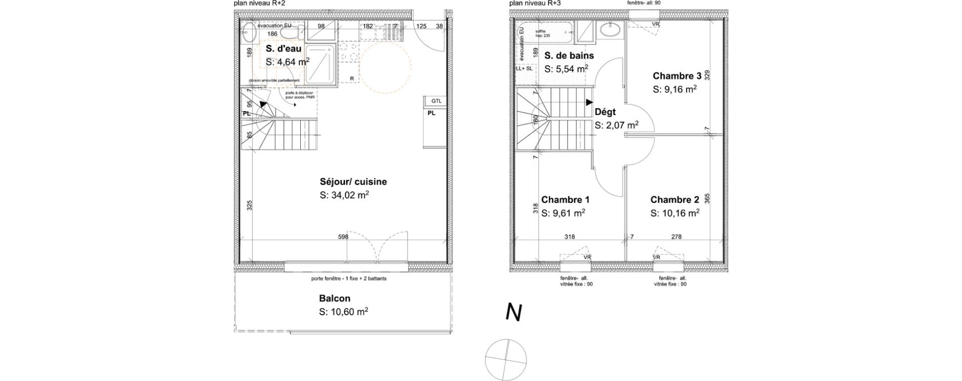 Duplex T4 de 75,19 m2 &agrave; Angers Jean moulin