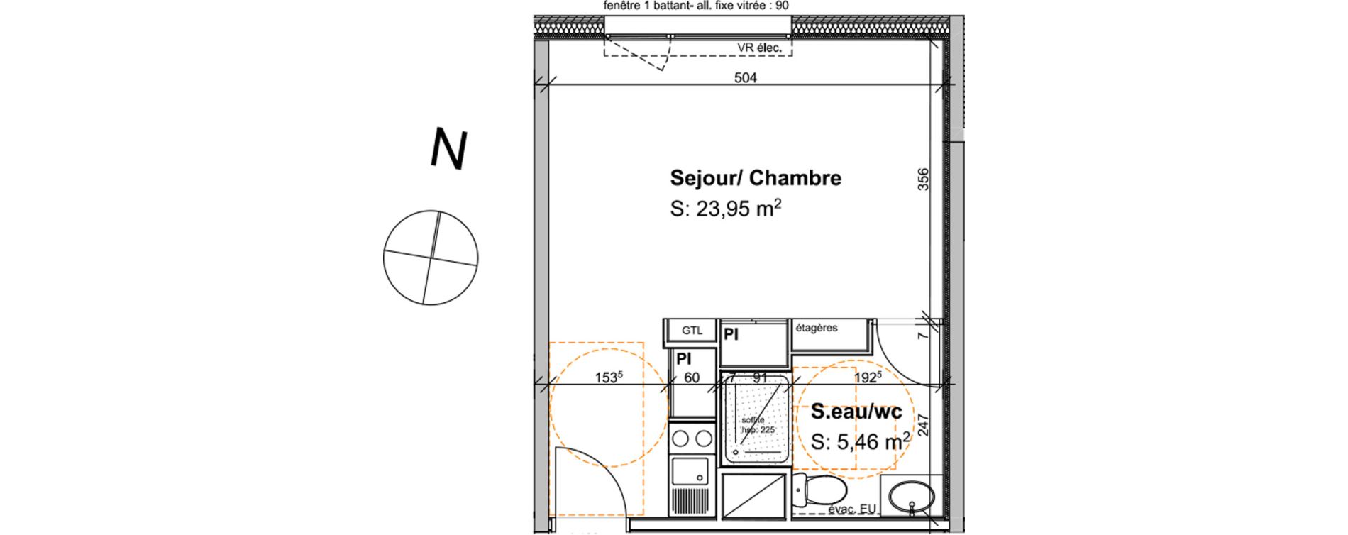 Appartement T1 de 29,41 m2 &agrave; Angers Jean moulin