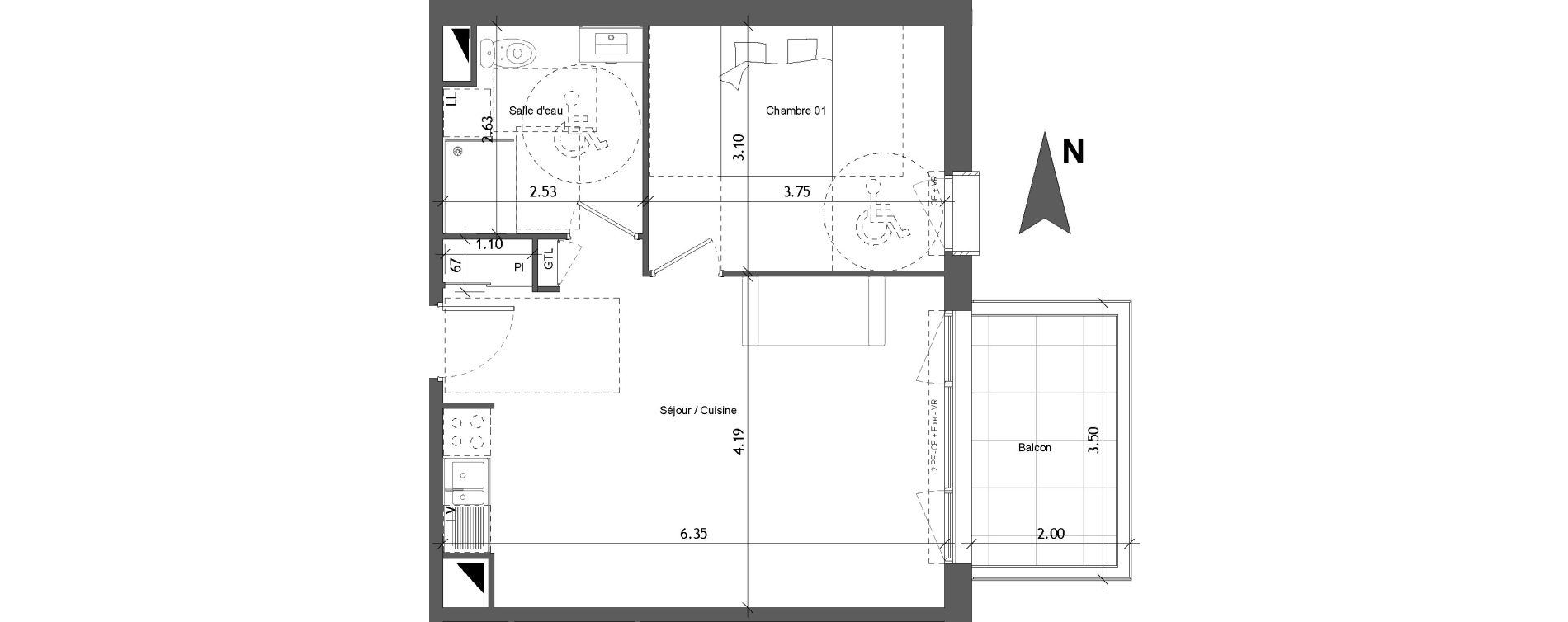 Appartement T2 de 45,00 m2 &agrave; Angers Les capucins