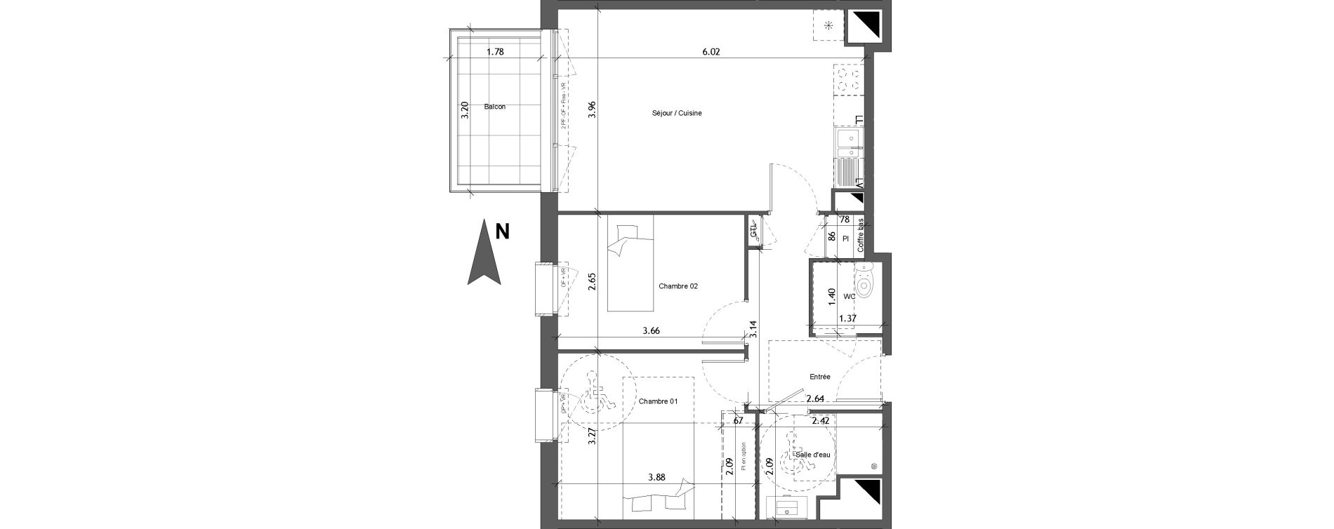 Appartement T3 de 58,73 m2 &agrave; Angers Les capucins