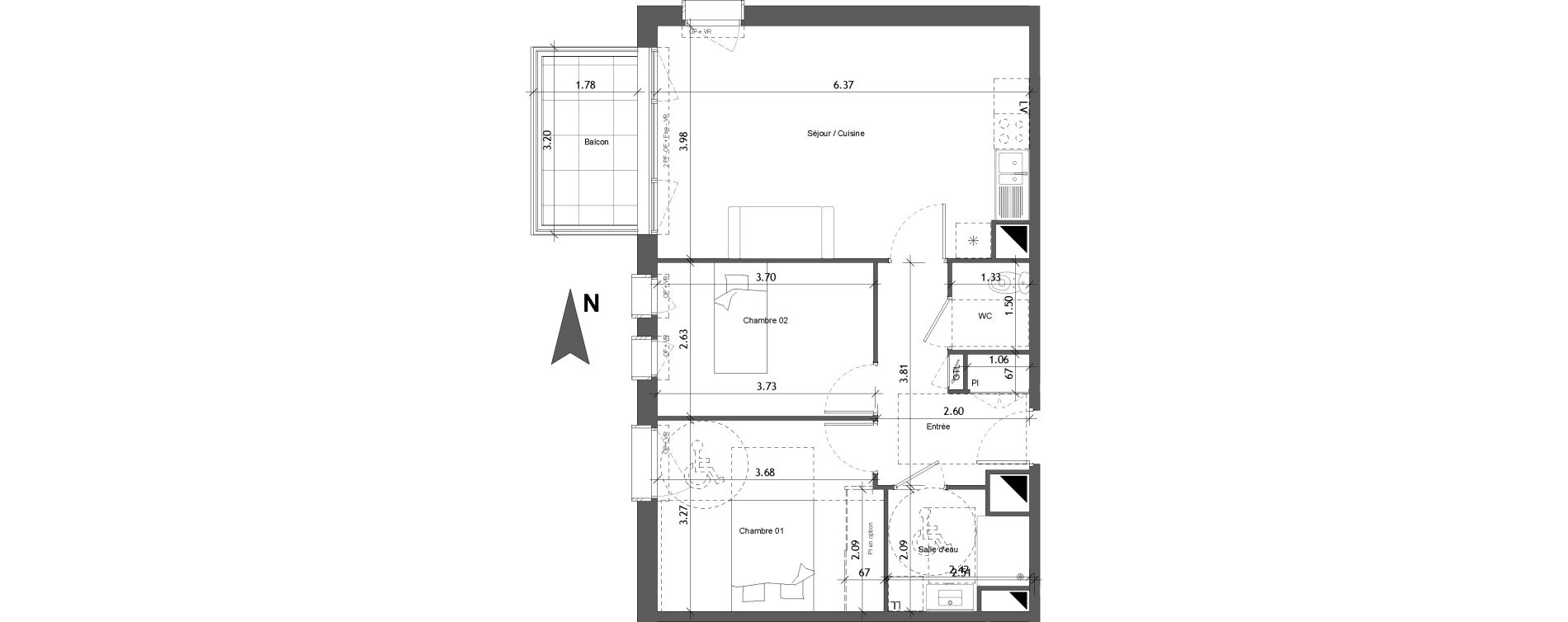 Appartement T3 de 60,70 m2 &agrave; Angers Les capucins