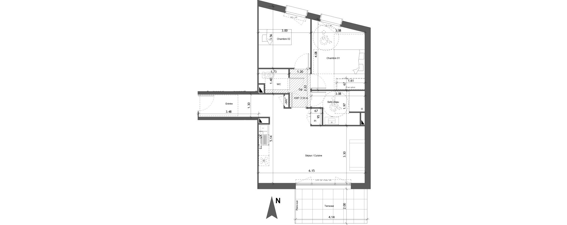 Appartement T3 de 60,39 m2 &agrave; Angers Les capucins