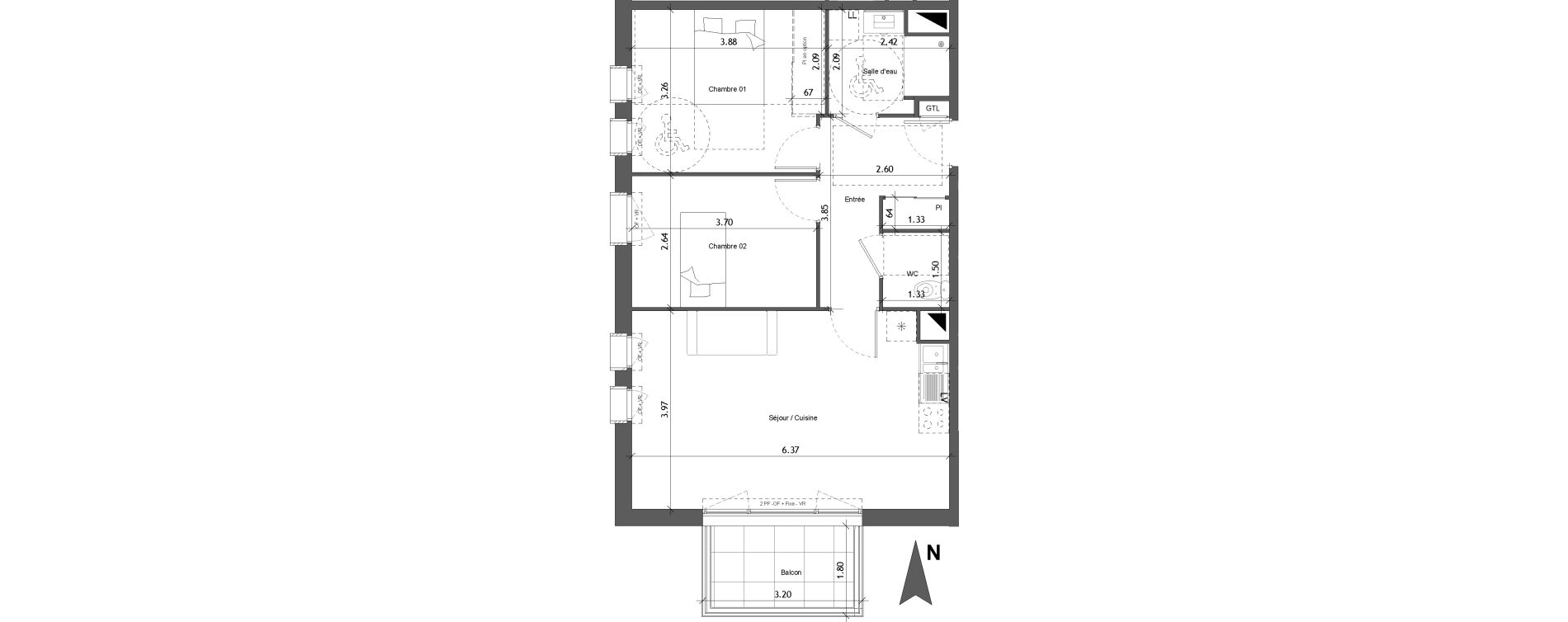 Appartement T3 de 60,92 m2 &agrave; Angers Les capucins