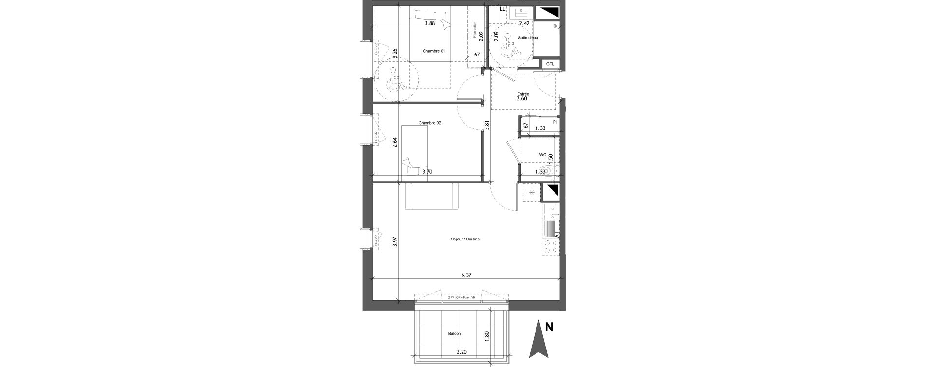Appartement T3 de 60,92 m2 &agrave; Angers Les capucins