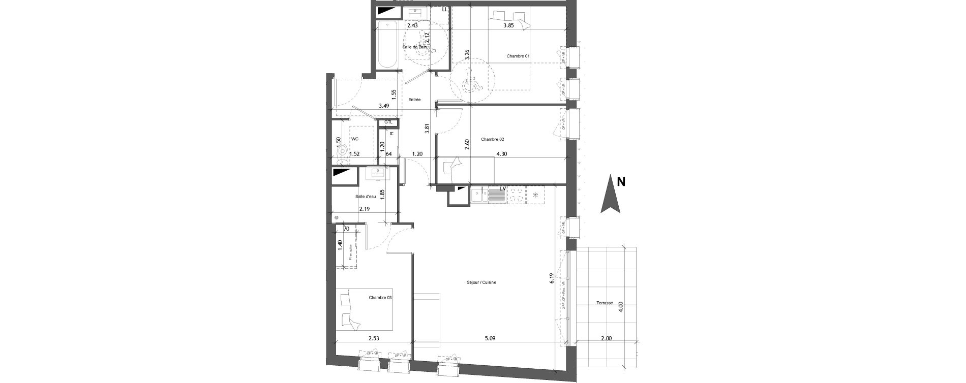 Appartement T4 de 84,97 m2 &agrave; Angers Les capucins