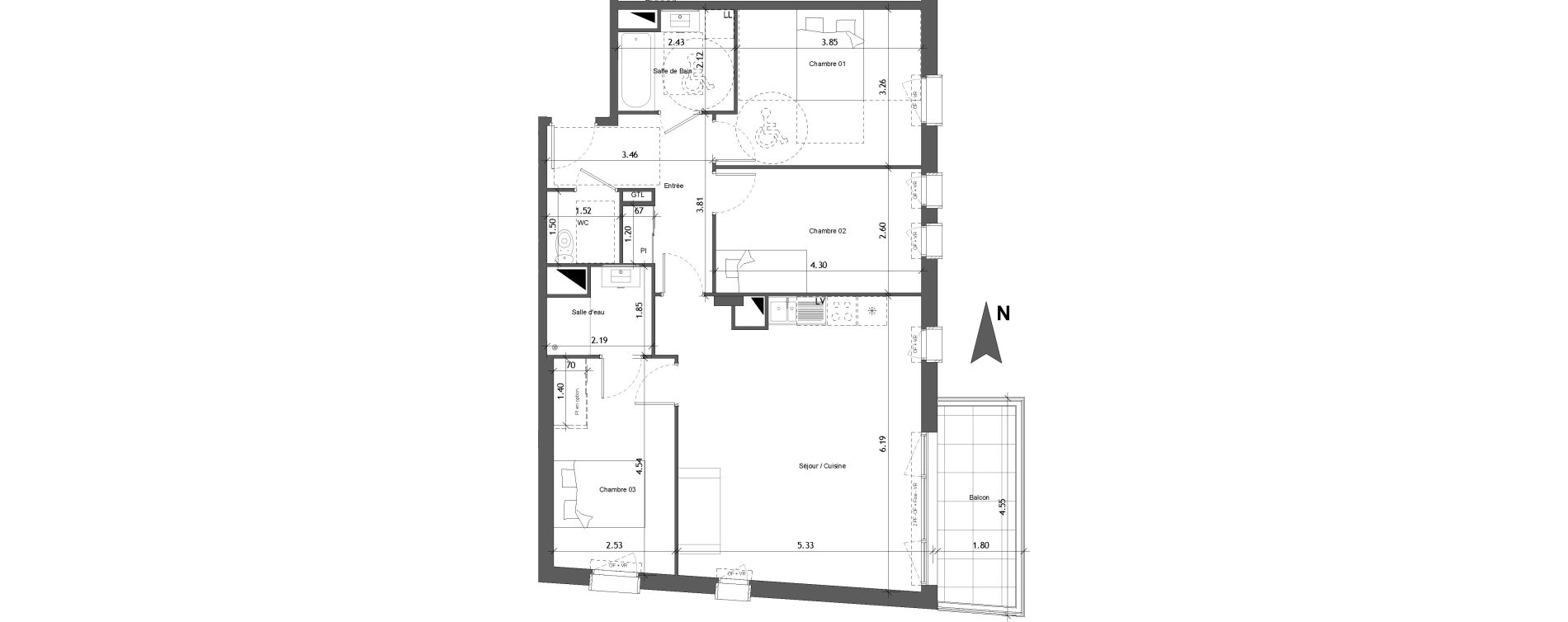 Appartement T4 de 84,98 m2 &agrave; Angers Les capucins