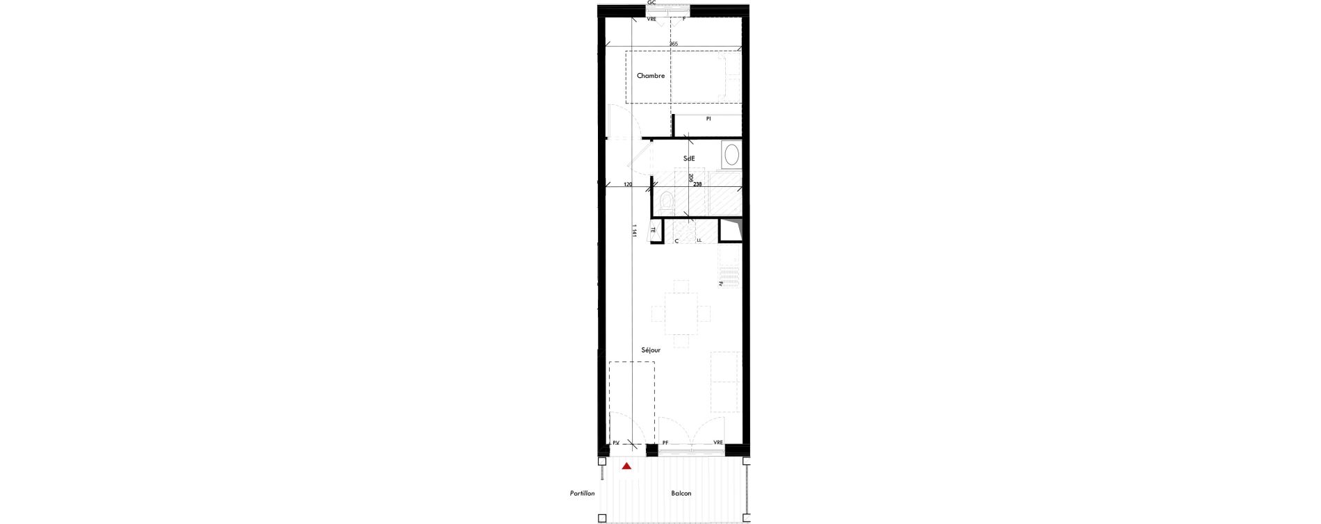 Appartement T2 de 40,50 m2 &agrave; Angers Des bretonnieres