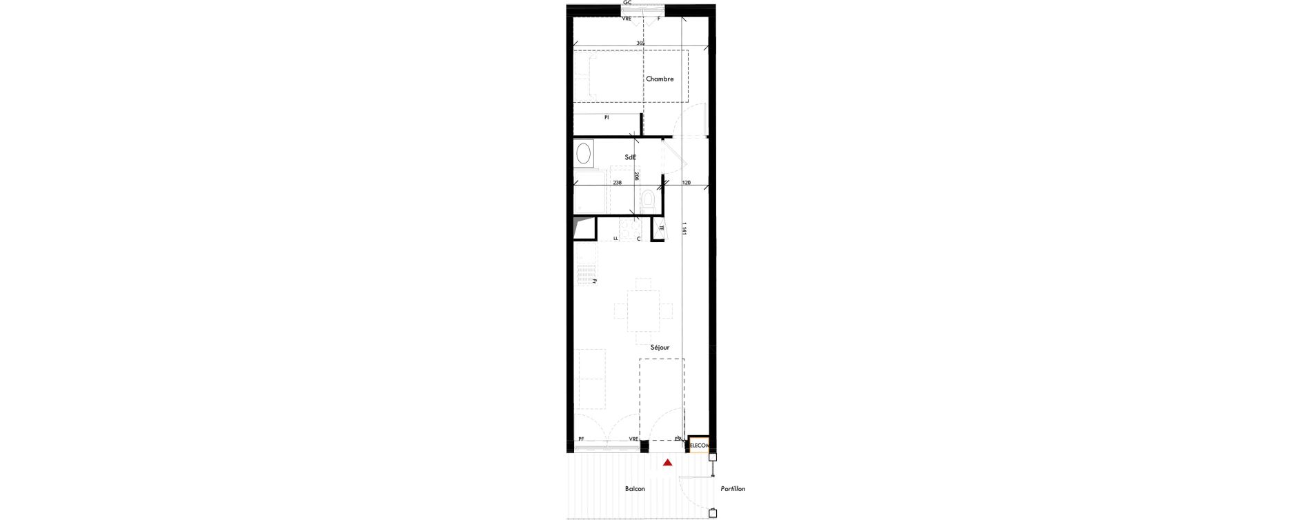 Appartement T2 de 40,50 m2 &agrave; Angers Des bretonnieres