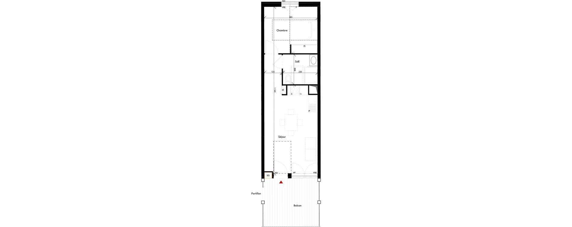 Appartement T2 de 40,50 m2 &agrave; Angers Des bretonnieres