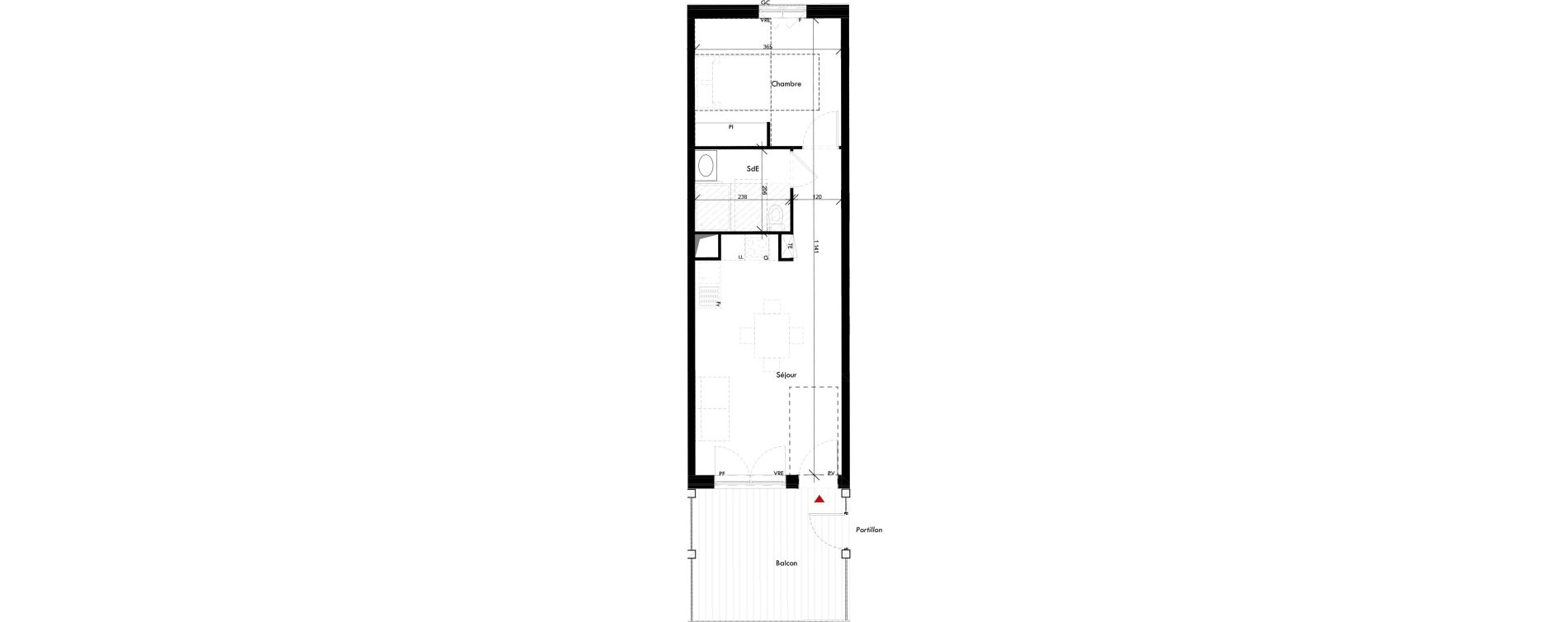 Appartement T2 de 40,50 m2 &agrave; Angers Des bretonnieres