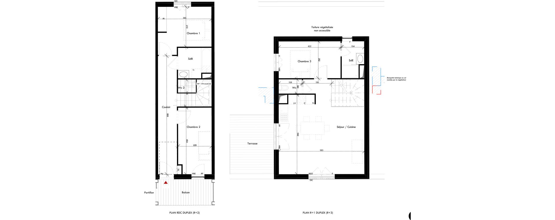 Duplex T4 de 83,99 m2 &agrave; Angers Des bretonnieres