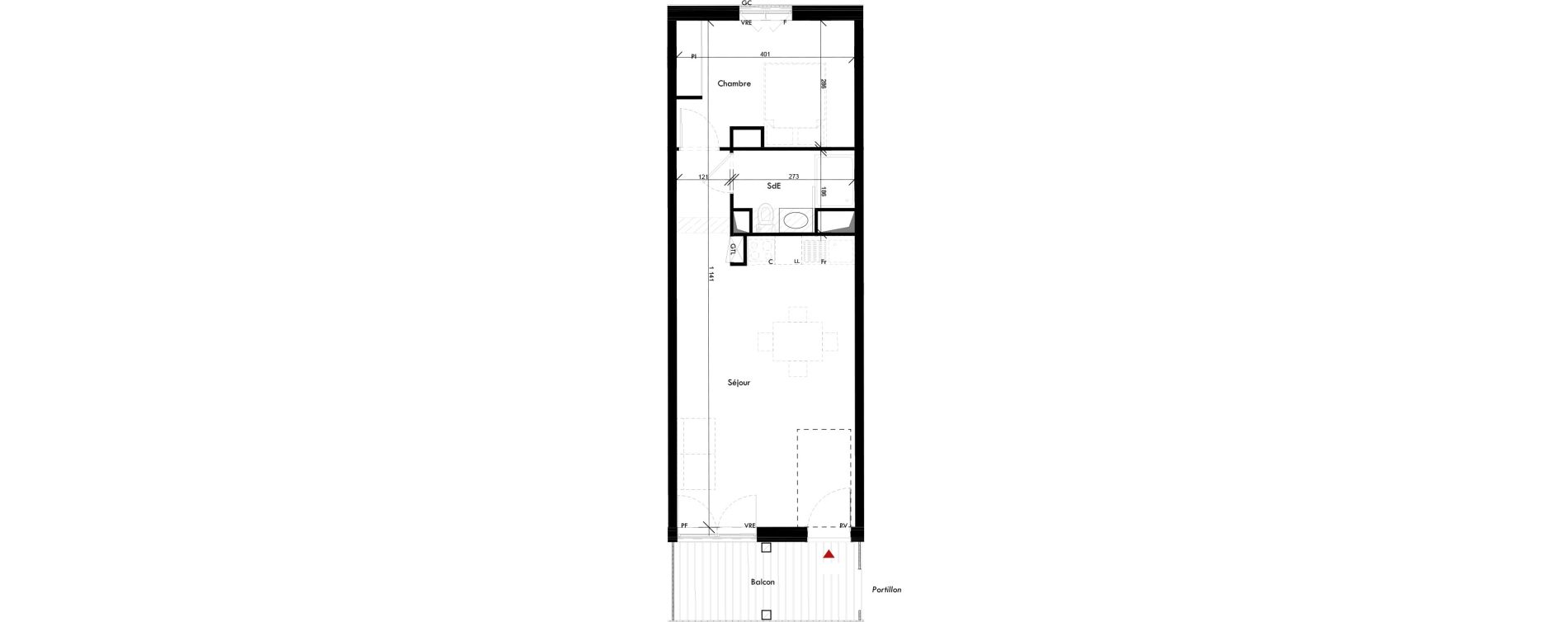 Appartement T2 de 43,86 m2 &agrave; Angers Des bretonnieres