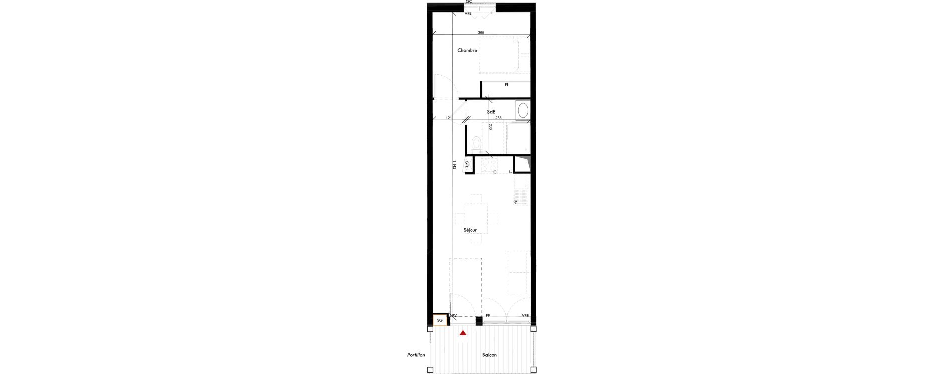 Appartement T2 de 40,50 m2 &agrave; Angers Des bretonnieres