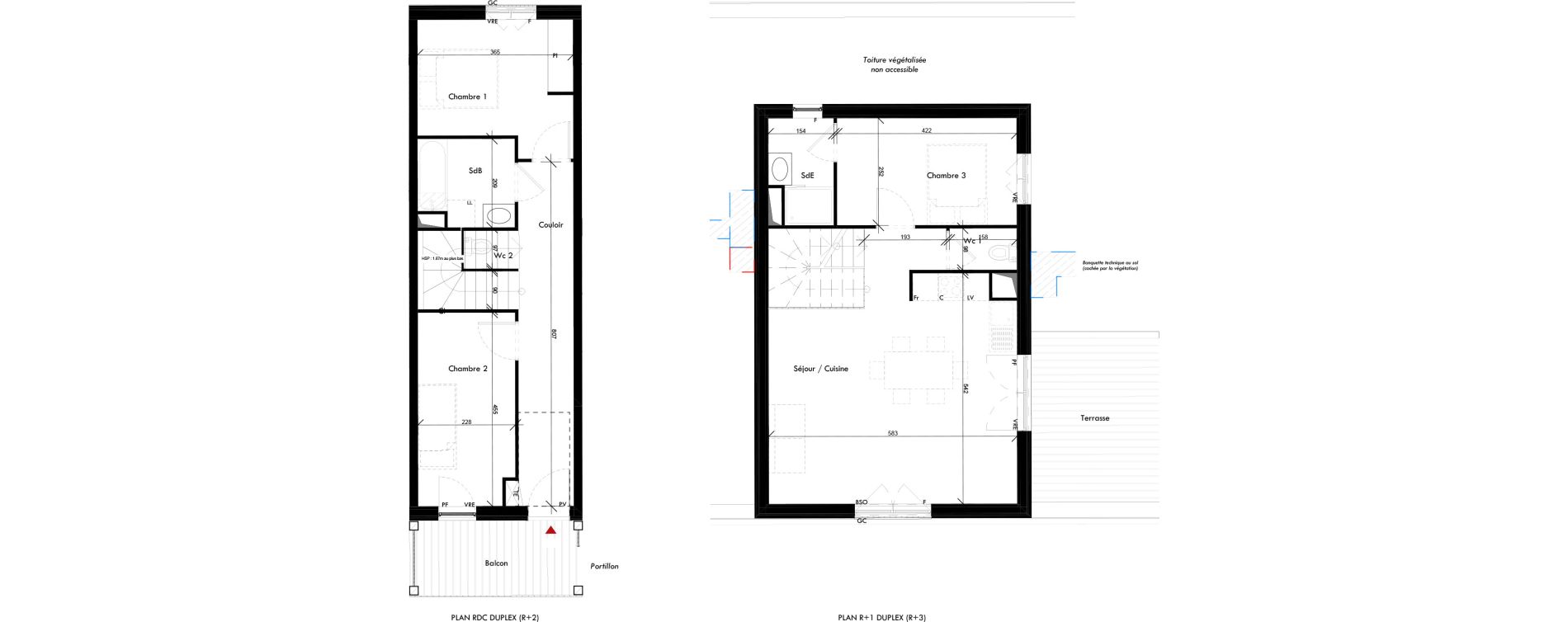 Duplex T4 de 83,99 m2 &agrave; Angers Des bretonnieres