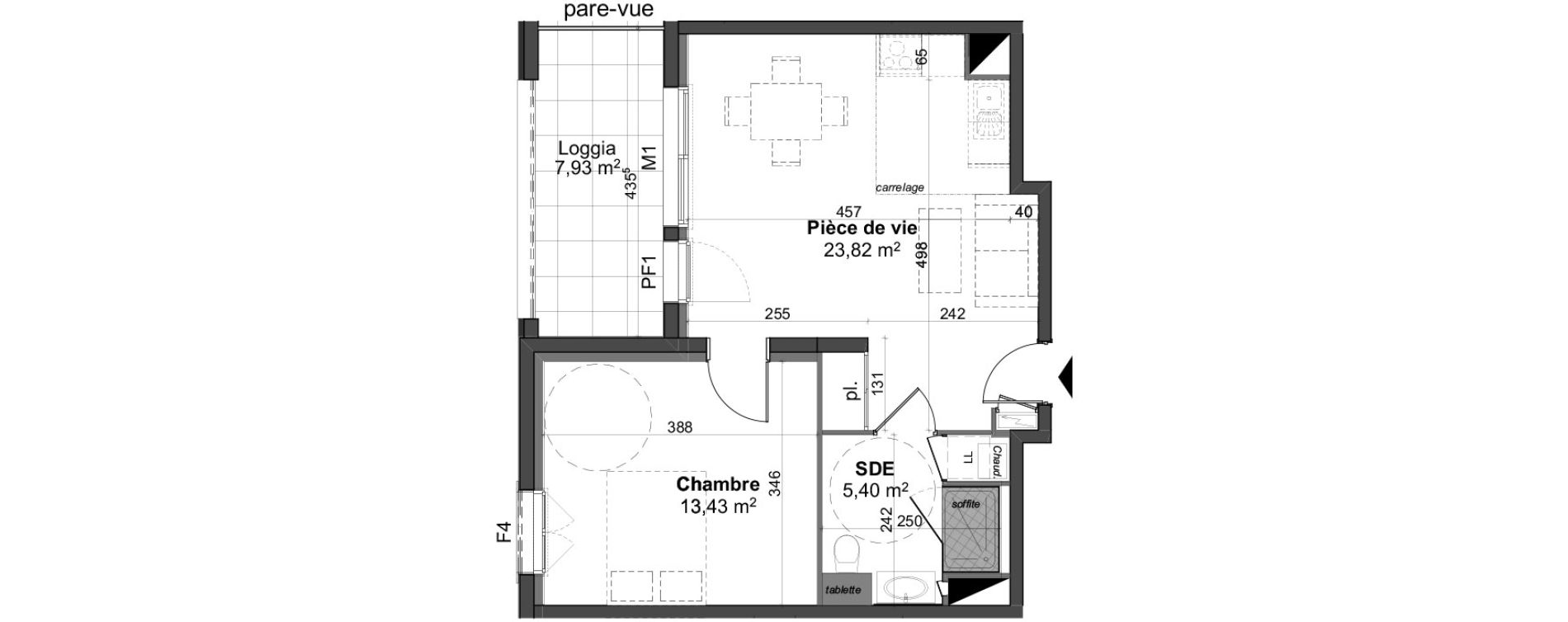Appartement T2 de 42,02 m2 &agrave; Angers St-jacques-nazareth