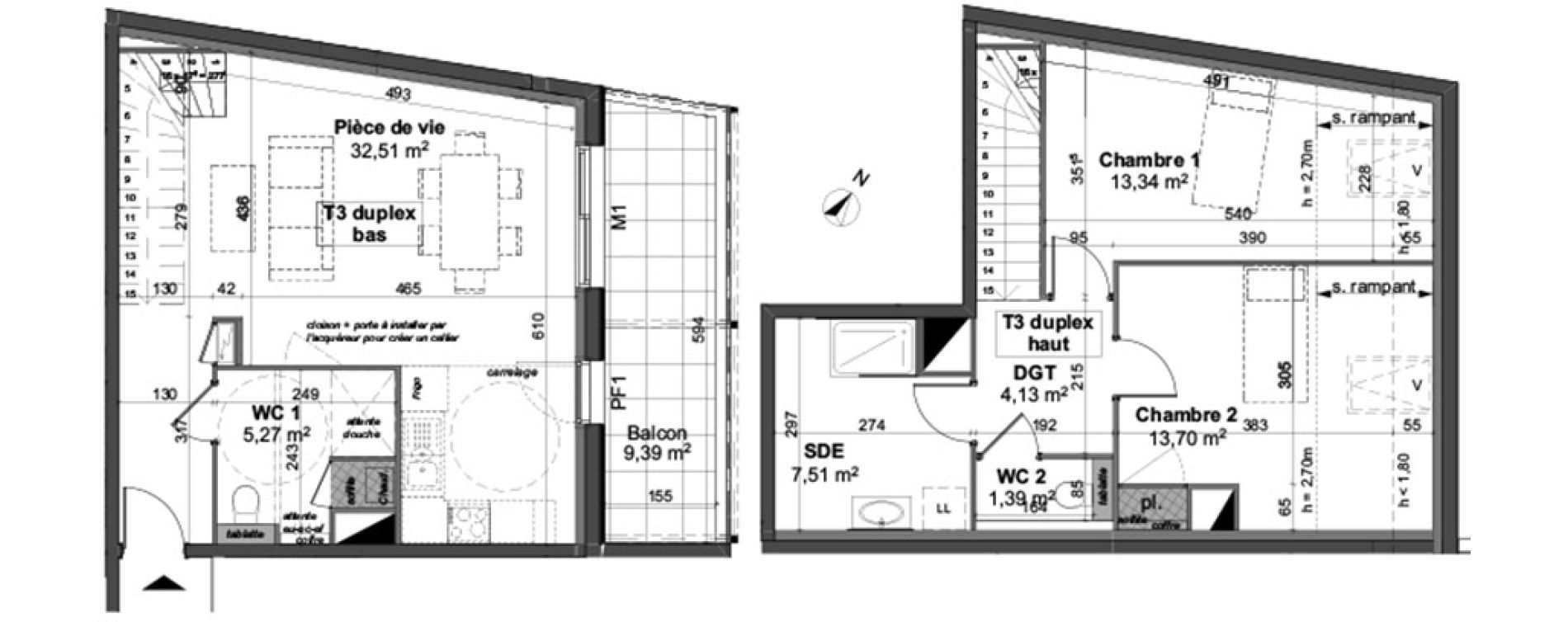 Duplex T3 de 77,85 m2 &agrave; Angers St-jacques-nazareth