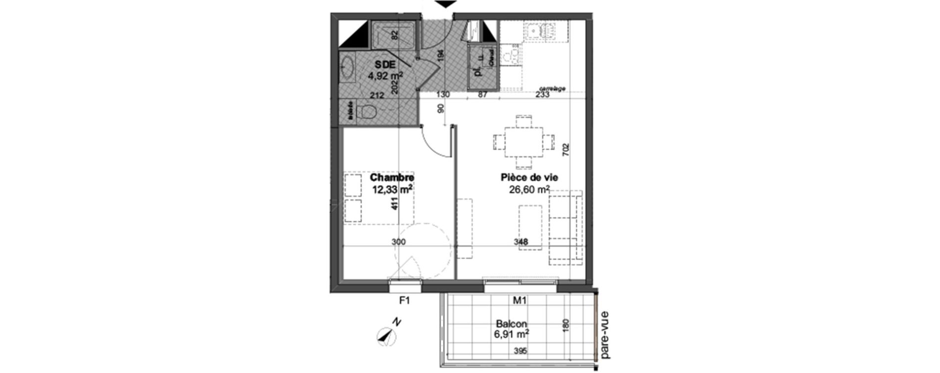 Appartement T2 de 43,85 m2 &agrave; Angers St-jacques-nazareth