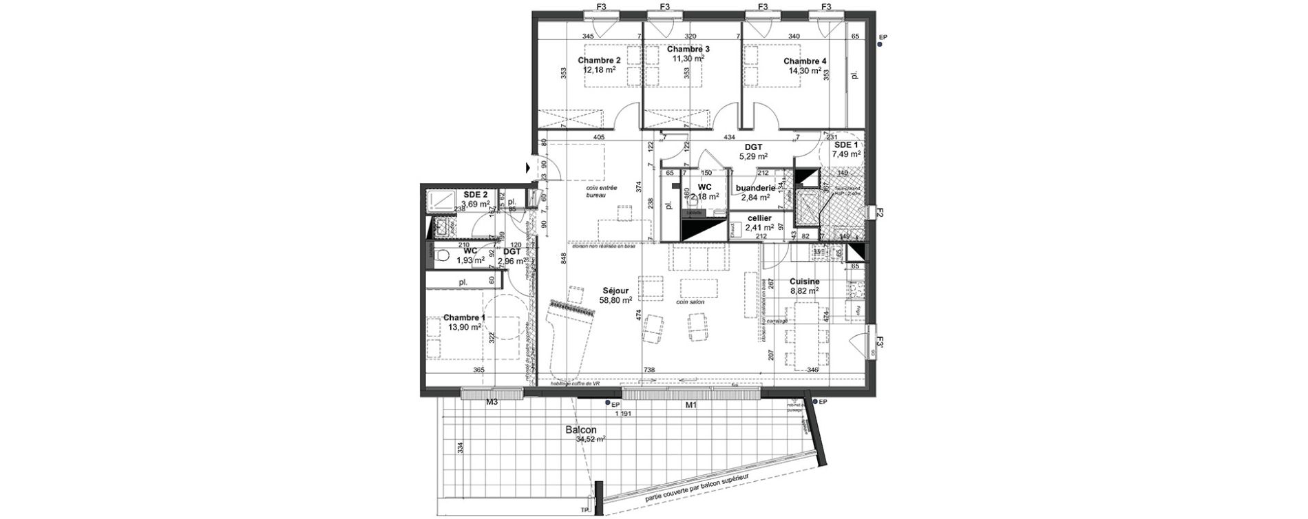 Appartement T5 de 148,09 m2 &agrave; Angers St-jacques-nazareth
