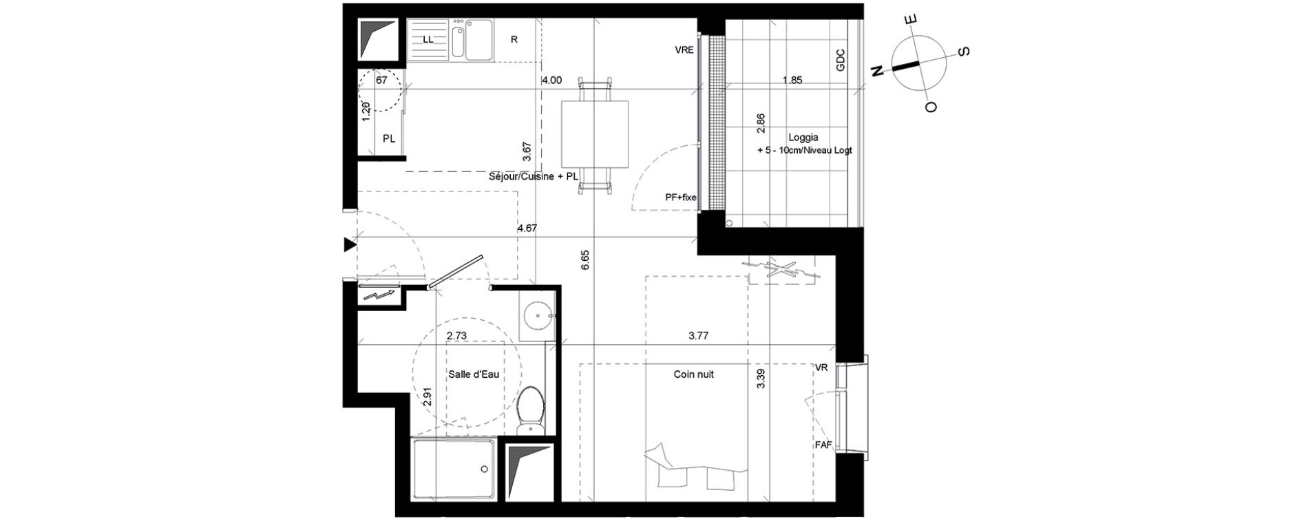 Appartement T1 de 34,40 m2 &agrave; Angers Hauts de saint-aubin