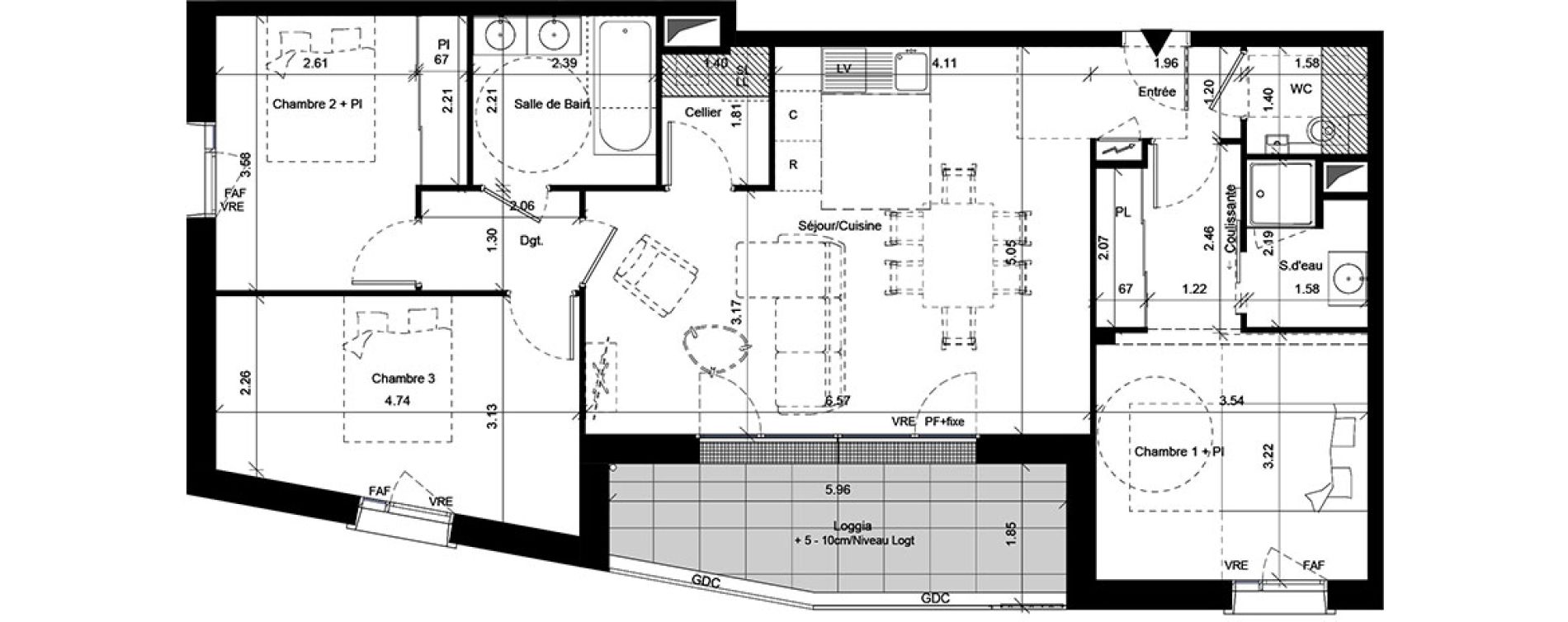 Appartement T4 de 85,75 m2 &agrave; Angers Hauts de saint-aubin