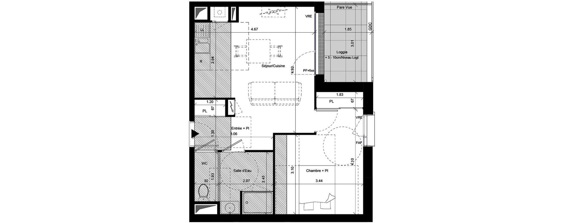 Appartement T2 de 42,04 m2 &agrave; Angers Hauts de saint-aubin