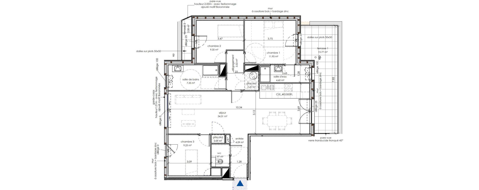 Appartement T4 de 88,93 m2 &agrave; Angers Centre