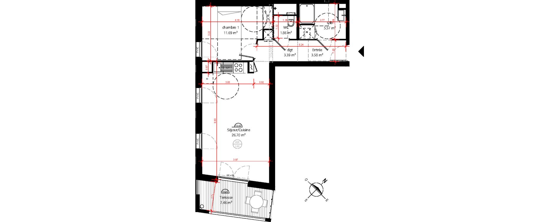 Appartement T2 de 52,79 m2 &agrave; Angers La fayette-eble