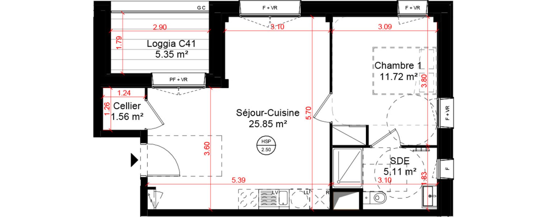 Appartement T2 de 44,24 m2 &agrave; Angers Belle-beille