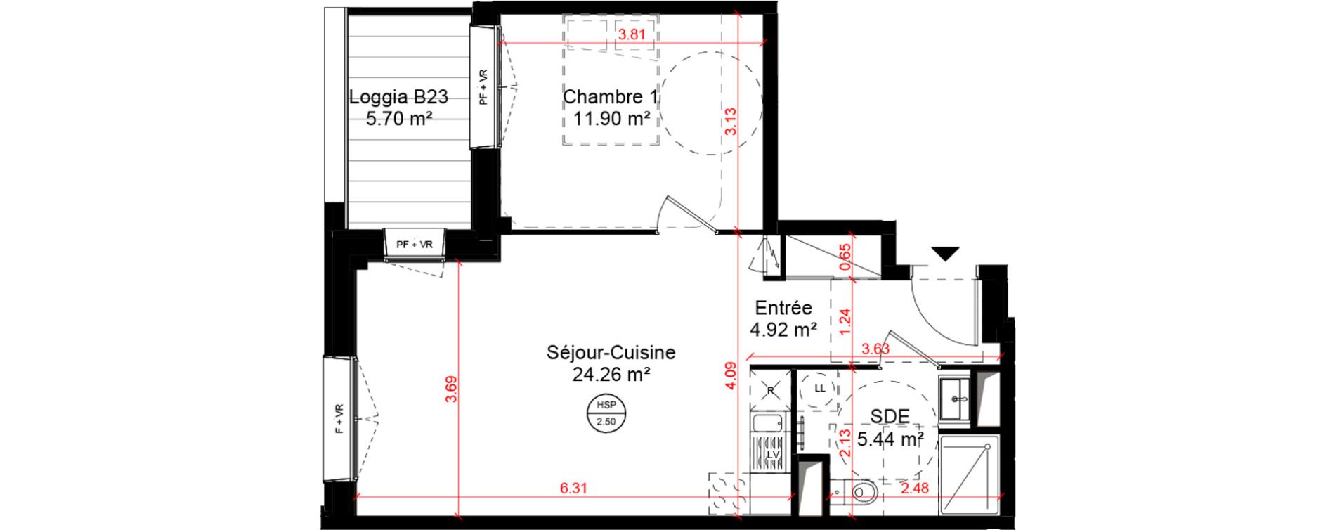 Appartement T2 de 46,52 m2 &agrave; Angers Belle-beille