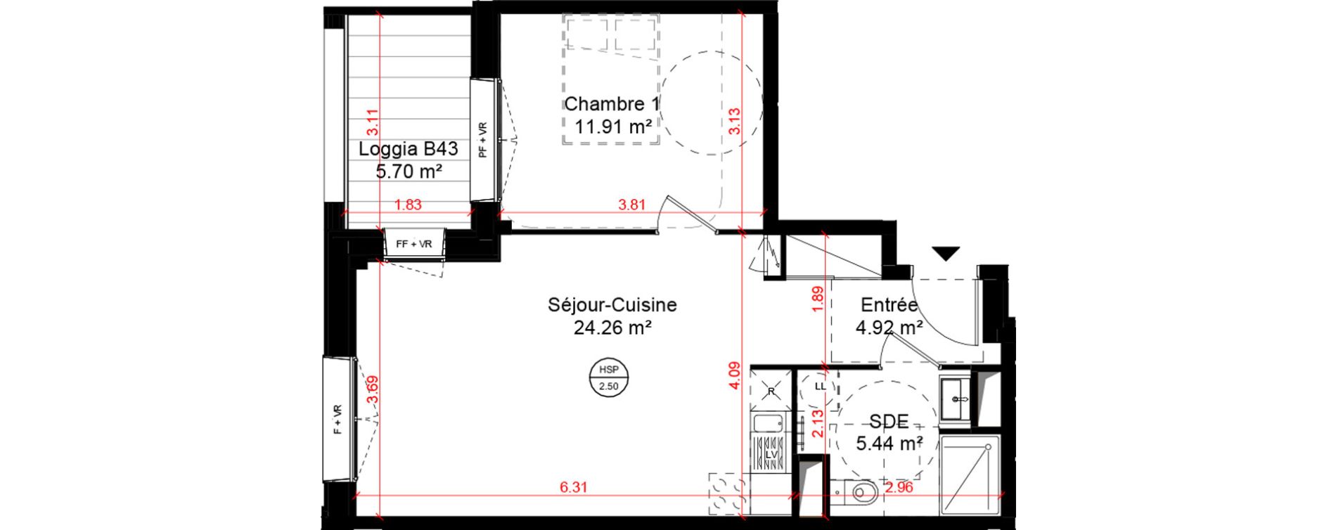 Appartement T2 de 46,53 m2 &agrave; Angers Belle-beille