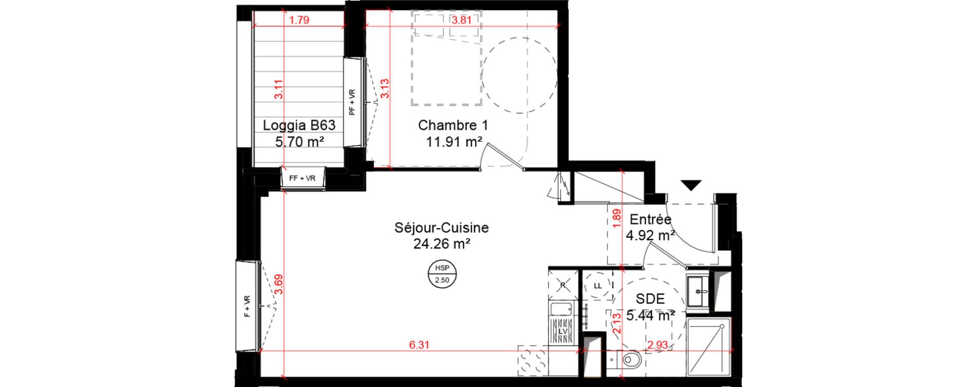 Appartement T2 de 46,53 m2 &agrave; Angers Belle-beille