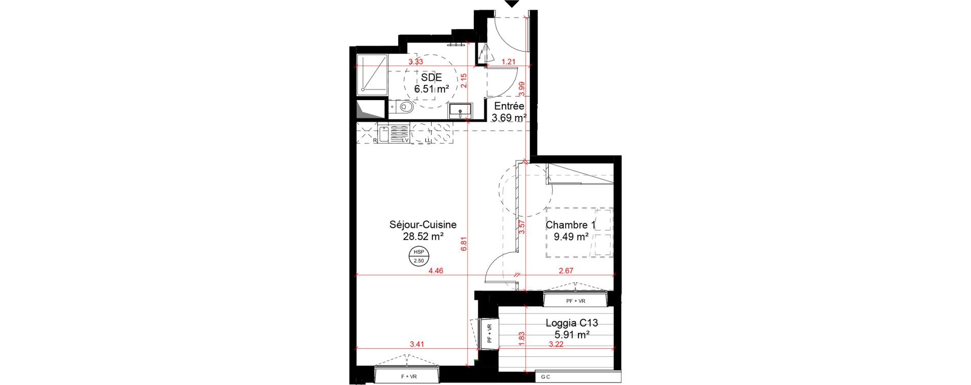 Appartement T2 de 48,21 m2 &agrave; Angers Belle-beille