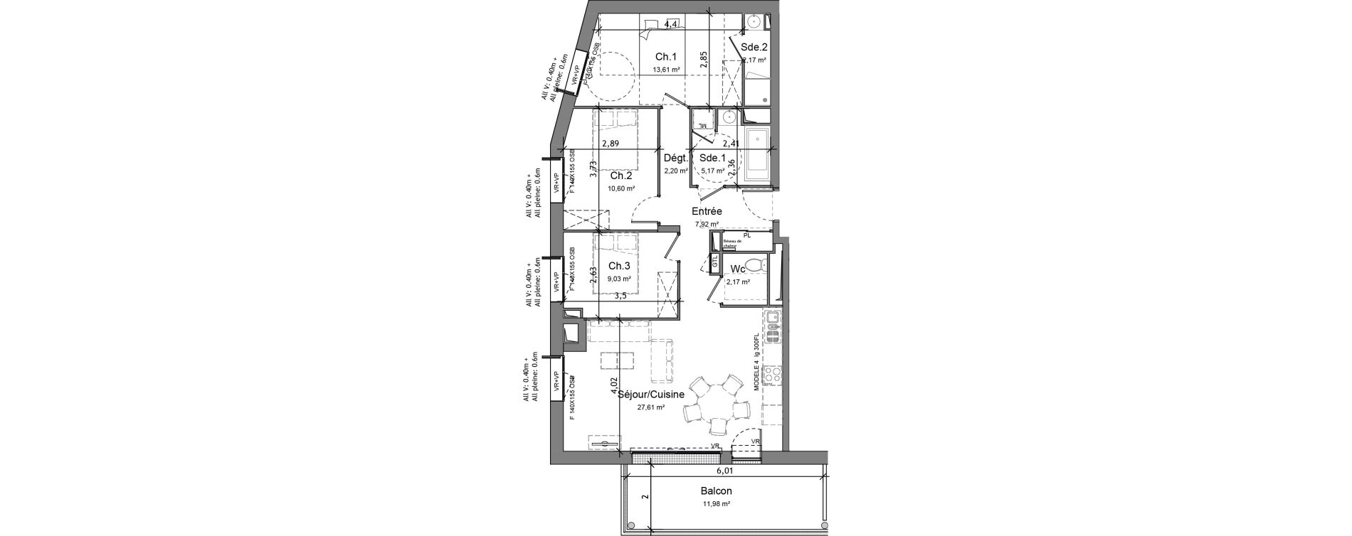 Appartement T4 de 80,48 m2 &agrave; Angers Monplaisir