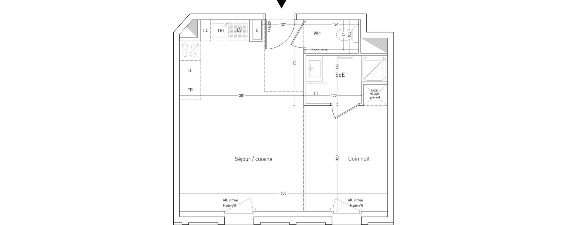 Appartement T1 bis de 34,80 m2 &agrave; Angers Deux-croix banchais