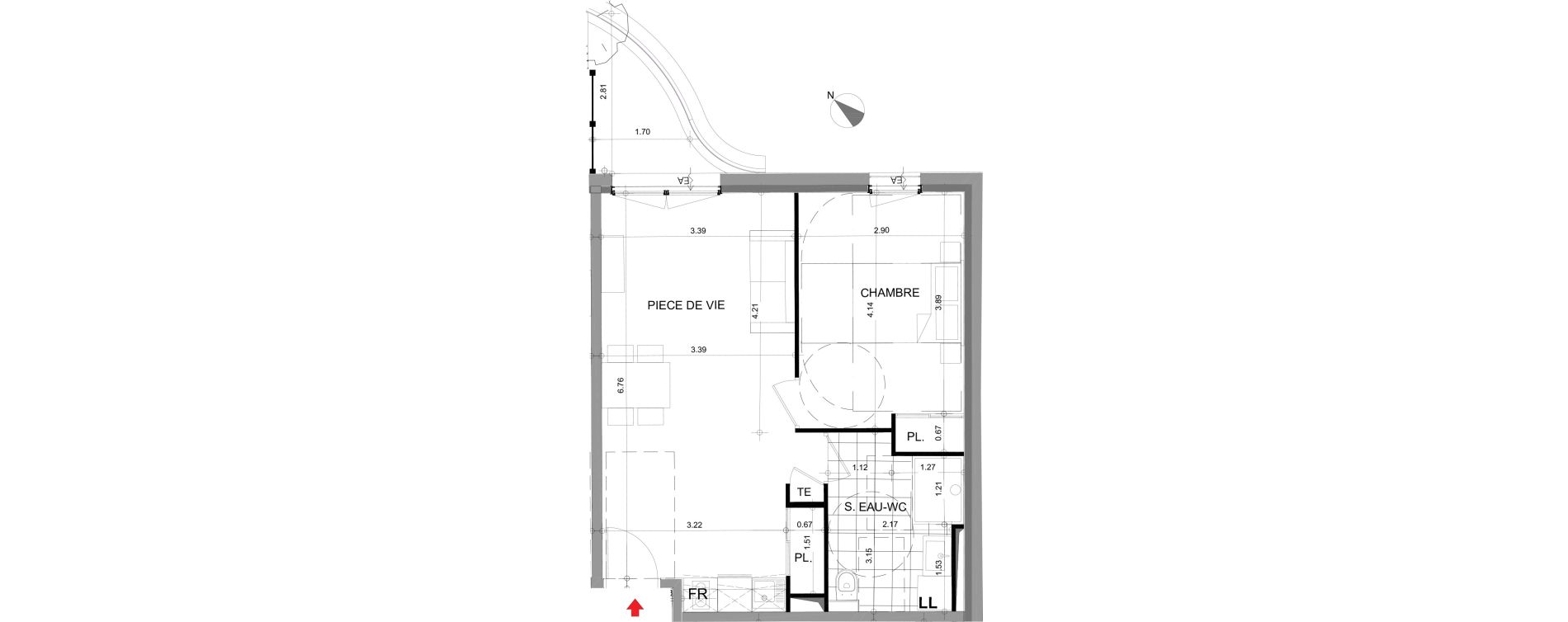 Appartement T2 de 44,18 m2 &agrave; Angers Centre