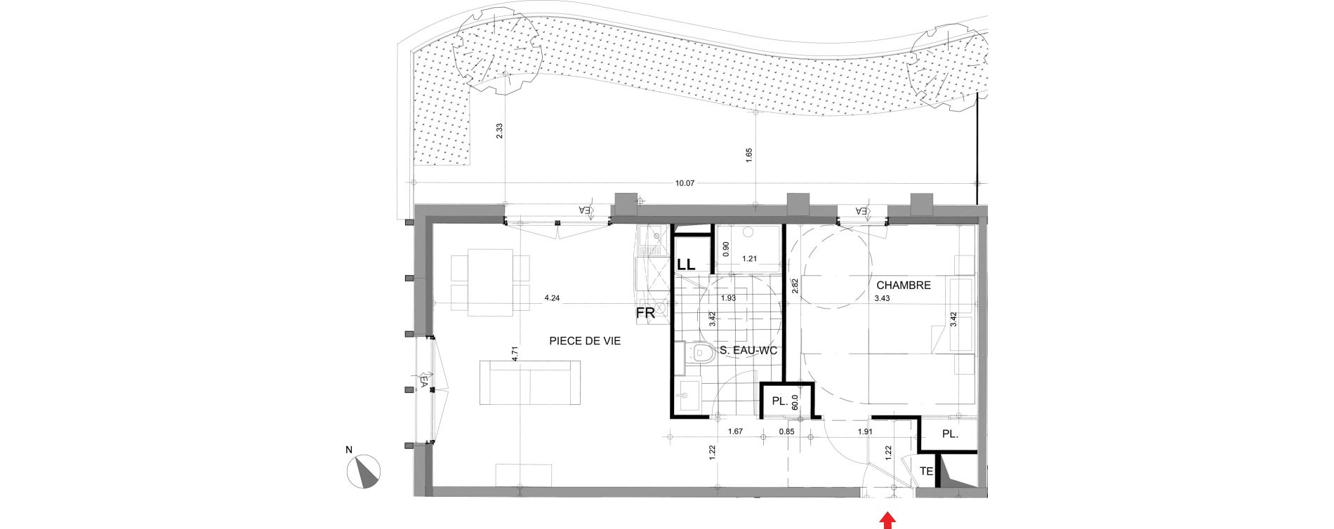 Appartement T2 de 43,96 m2 &agrave; Angers Centre