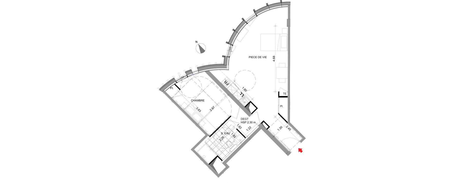 Appartement T2 de 51,15 m2 &agrave; Angers Centre