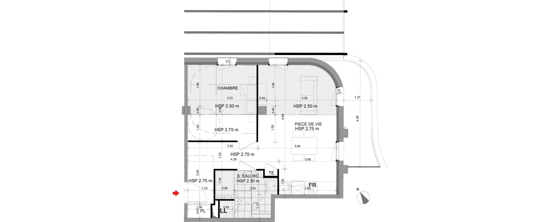 Appartement T2 de 44,62 m2 &agrave; Angers Centre