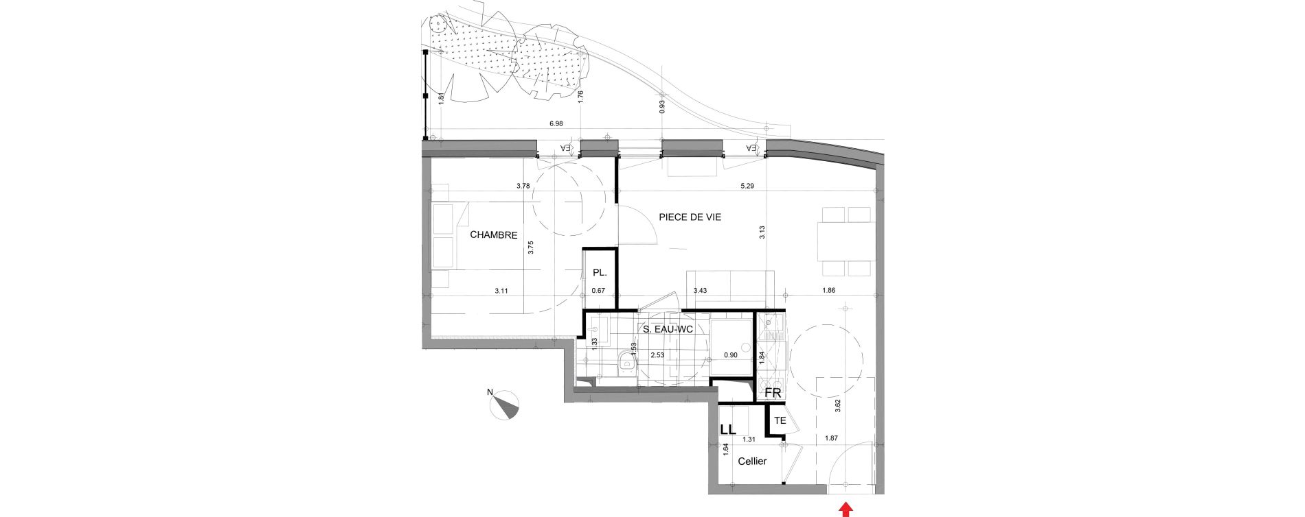Appartement T2 de 44,71 m2 &agrave; Angers Centre