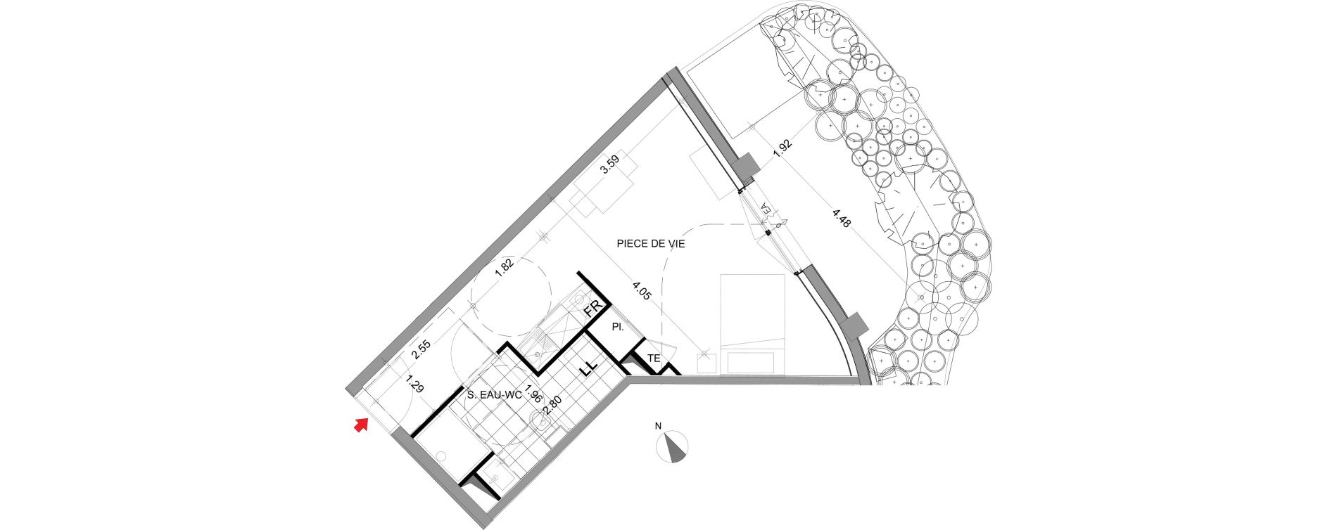 Appartement T1 de 30,10 m2 &agrave; Angers Centre