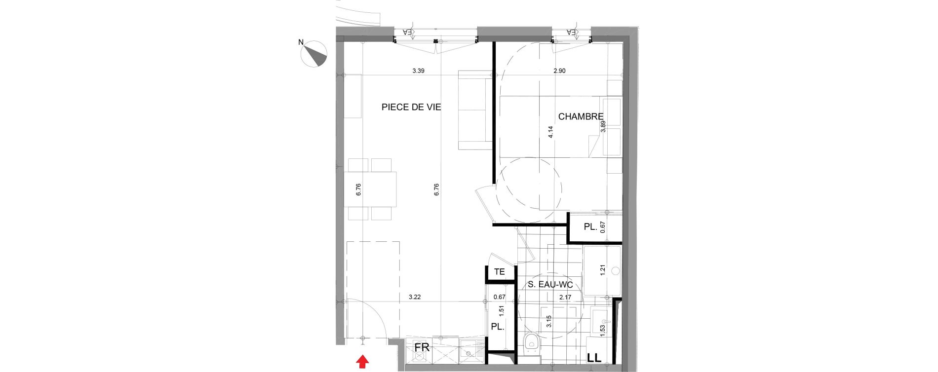 Appartement T2 de 44,14 m2 &agrave; Angers Centre