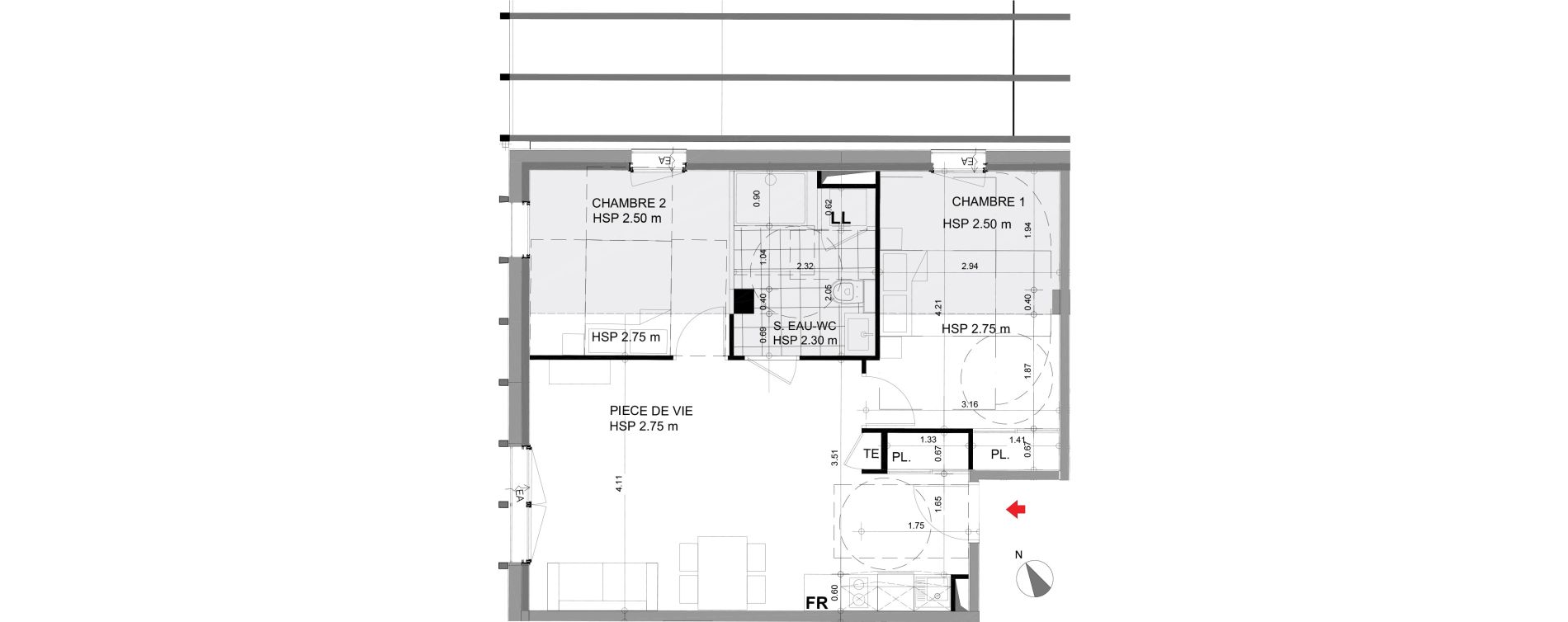Appartement T3 de 56,69 m2 &agrave; Angers Centre