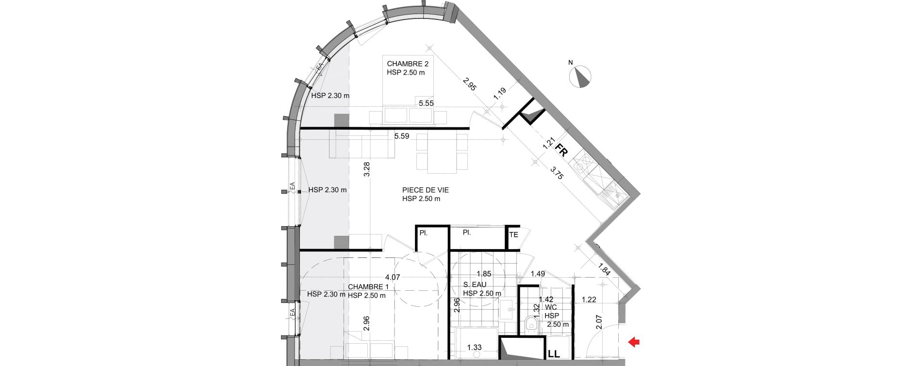 Appartement T3 de 65,36 m2 &agrave; Angers Centre