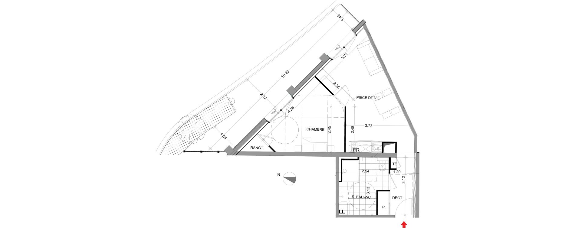 Appartement T2 de 44,40 m2 &agrave; Angers Centre