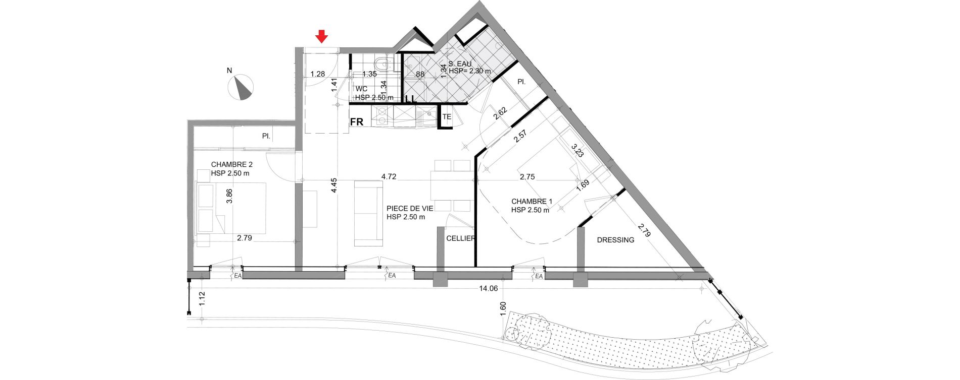 Appartement T3 de 57,62 m2 &agrave; Angers Centre
