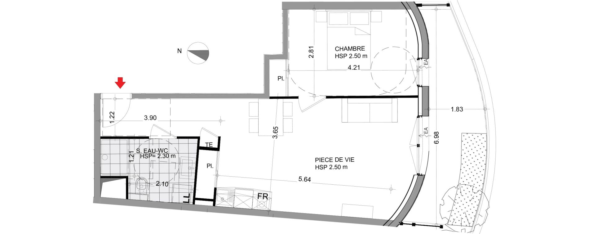 Appartement T2 de 46,95 m2 &agrave; Angers Centre